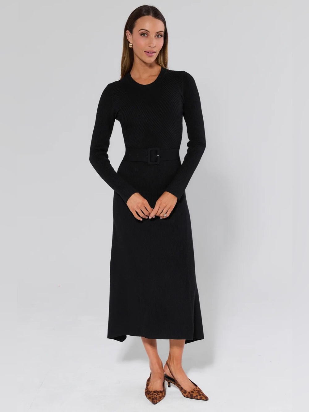 Current Air Massey Black Knit Midi Dress